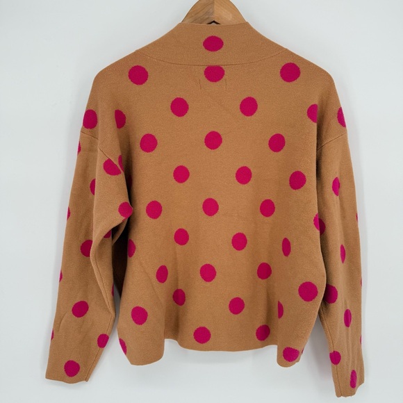 Maeve Anthropologie Carys Sweater Womens Small Brown Pink Polka Dot Mock Neck - Picture 5 of 11